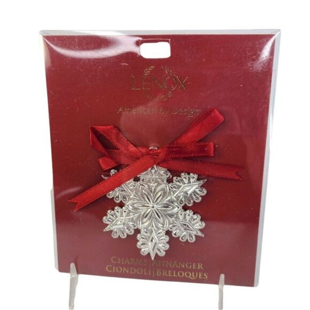 Lenox Christmas Ornament Silver Plated Snowflake Charm Made USA New
